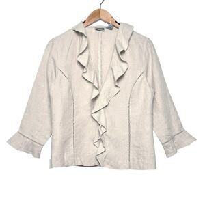 Chico’s | Women | 100% Linen Waterfall Front 3/4 Sleeve Blazer Top | Size 0